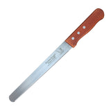 Stainless Steel Bread Knife with Red Wooden Handle – Fine-tooth Serrated Cake & Toast Slicer