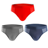 Men's Ice Silk, Hollow Mesh, Mid Waist Briefs