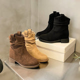 Suede Slimming Chunky-heel Fashion Ankle Boots for Women
