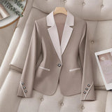 Women’s Contrasting Button Formal Blazer – Elegant Professional Office Jacket