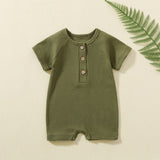 Baby Summer Short Sleeve Romper – Soft Cotton Button Bodysuit for Infants
