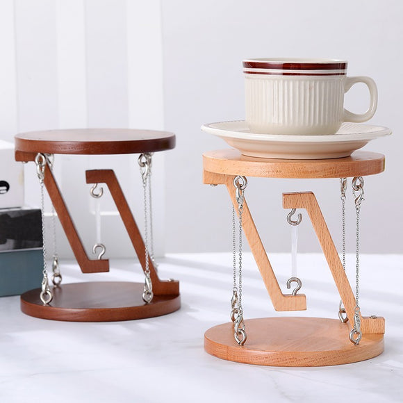 Suspension Shelf Wooden Decoration Tension, Home Decor Stand with Chains