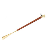 Luxury Solid Wood Shoehorn with Metal Handle – Long Handle Shoe Lifter for Easy Wear