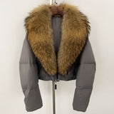 Fox Fur Collar Thick Short Down Jacket