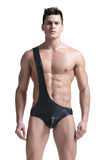 Men's Faux Leather, PU Bib Back Pants, Corset Underwear