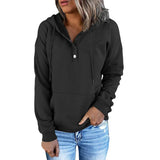 Long-sleeved Hooded Sweatshirt with Pockets, Fashion Casual Button Drawstring Design Hoodie Top, Spring and Autumn Sports Clothing for Women