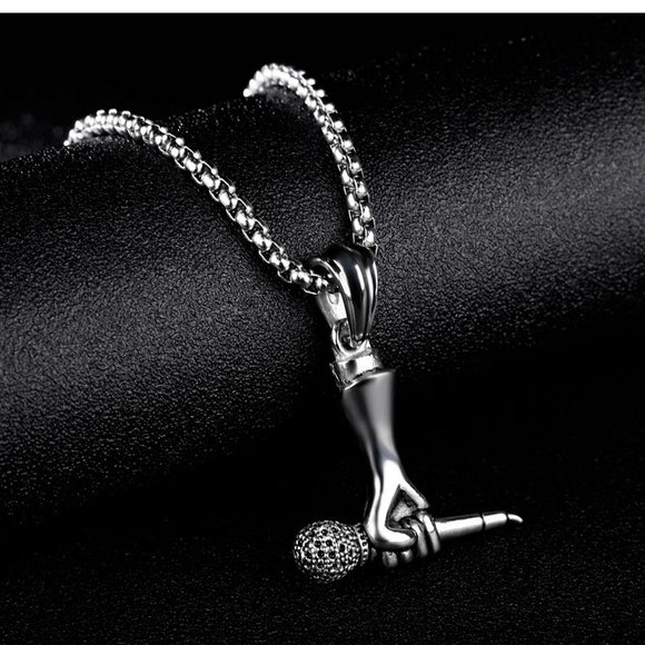 Rock Hip Hop, Fashion Microphone Necklace