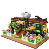 Vintage Train Coffee Shop Building Blocks – Street View Model Gift Toy