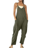 Women’s Cargo Suspender Jumpsuit – Zipper Pocket Casual Utility Overalls