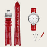 Slub Pattern Leather Watch Strap – Comfortable Flat Interface Replacement Band (Watch not Included)