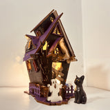 Halloveen DIY Wooden Glowing Haunted House Table Decoration