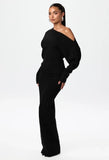 INS Sexy Off-shoulder Slim Fit Knit Long Sleeve Bodycon Maxi Dress