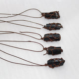 Black Tourmaline Raw Stone Net Bag Necklace – Natural Crystal Pendant
