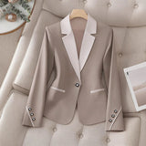 Women’s Contrasting Button Formal Blazer – Elegant Professional Office Jacket