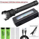 Aluminum Alloy Telescopic Zoom, USB Charging, XHP70 Strong Flashlight