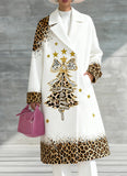Printed Casual Lapel Long Coat – Full-sleeve Women’s Outerwear