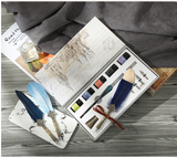 Glass Dipping Pen, Color Ink Feather Calligraphy Quill Set