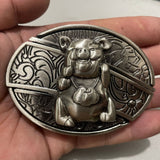 Bullhead Animal Knife, Denim Hip Hop Skateboard, Buckle Belt (Leather Belt not Included)