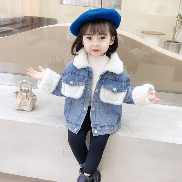 Lamb Cashmere Denim Jacket for Kids