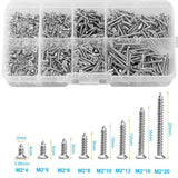 M2 Stainless Steel Self-tapping Screw Set – 800 Pieces Assorted Sizes with Organizer Box