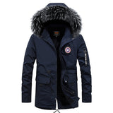 Winter New Warm Casual Men's Cotton Coat, Thick Long Hair Fur Collar Jacket