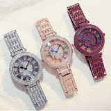 Four-leaf Clover Women's Watch, Full Diamond Waterproof Korean Fashion Girls' Clock