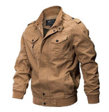 Plus Size Bomber Military Jacket, Men's Autumn Winter Outwear, Casual Cotton Washed Coat, Army Flight Tactical Blazer
