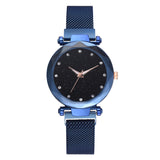 Luxury Women's Watches Bracelet Set, Elegant Magnet Buckle Ladies' Starry Sky Relogio Clocks