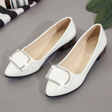 Rhinestone Square Buckle Bow, Flat Shoes