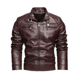 Men’s Retro American-style Lapel Leather Jacket - Plus Size