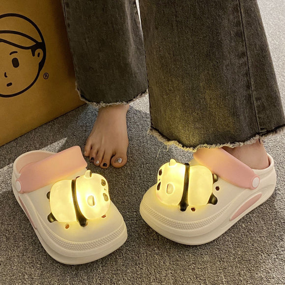 New Spring and Summer Anti-slip Platform Panda Light Hole Shoes for Women