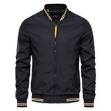 Men's Striped Zip-up Jacket with Pockets, Fashion Casual Sports Baseball Outerwear, Spring and Fall Clothing
