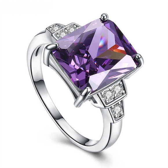 Coloured Agate Ring with AAA Rhodium-plated Zircon