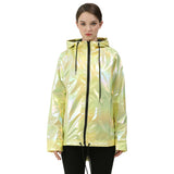 Women’s Reflective Shiny Hooded Jacket – Casual Lightweight Outerwear