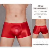 Oil Glossy, U Convex, Ultra-thin, Transparent, Men's Comfortable Stretch Shorts