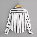Striped Women's V-neck Long Sleeve Shirt