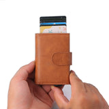 Retro PU Coin Purse Aluminum Alloy Wallet Men's RFID Anti-theft Metal Card Holder