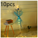 LED Luminous Balloon Rose Bouquet, Transparent Bobo Ball Rose