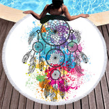 Bohemian Microfiber Round Beach Towel – Quick-dry Tassel Picnic & Pool Mat