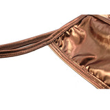 Shiny Men's Thong, Bronzing Patent Leather Shorts