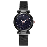Luxury Women's Watches Bracelet Set, Elegant Magnet Buckle Ladies' Starry Sky Relogio Clocks