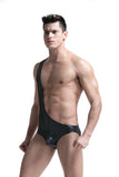 Men's Faux Leather, PU Bib Back Pants, Corset Underwear