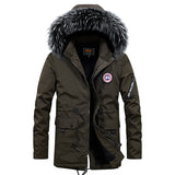 Winter New Warm Casual Men's Cotton Coat, Thick Long Hair Fur Collar Jacket