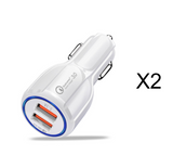Quick Charge Car Charger for Mobile Phone, Qualcomm QC 3.0 Fast Charging Adapter, Mini Dual USB Car Charger