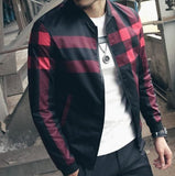 Men’s Plaid Baseball Jacket – Autumn Windbreaker
