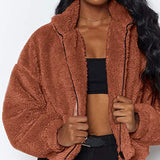 Women's Warm Faux Fur Jacket, Winter Strong Zippered, Loose Long Sleeves Blazer