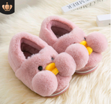 Winter cute cartoon kids cotton shoes for babies, small yellow duck cotton slippers for children