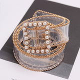 Women’s Transparent PVC – Pearl Buckle Fashion Waist Belt