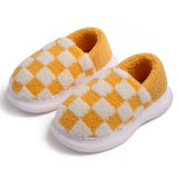 Velvet plus Thick Cotton Mop, Checkerboard Homewear Shoes