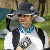 Solar Powered Wide Brim Sun Hat with Cooling Fan – USB Rechargeable Outdoor Fishing & Hiking Cap